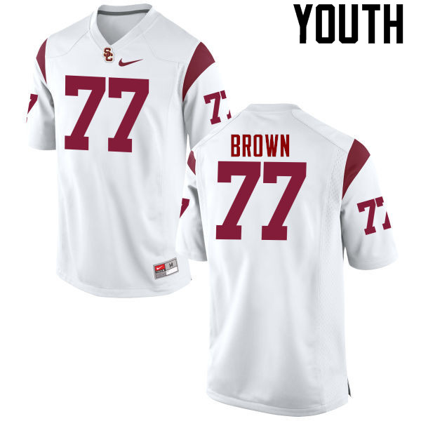 Youth #77 Chris Brown USC Trojans College Football Jerseys-White
